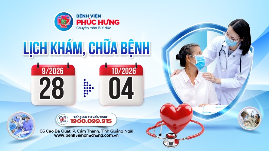 LỊCH PHÒNG KHÁM VÀ CHỮA BỆNH TỪ NGÀY 28/9/2026 - 04/10/2026