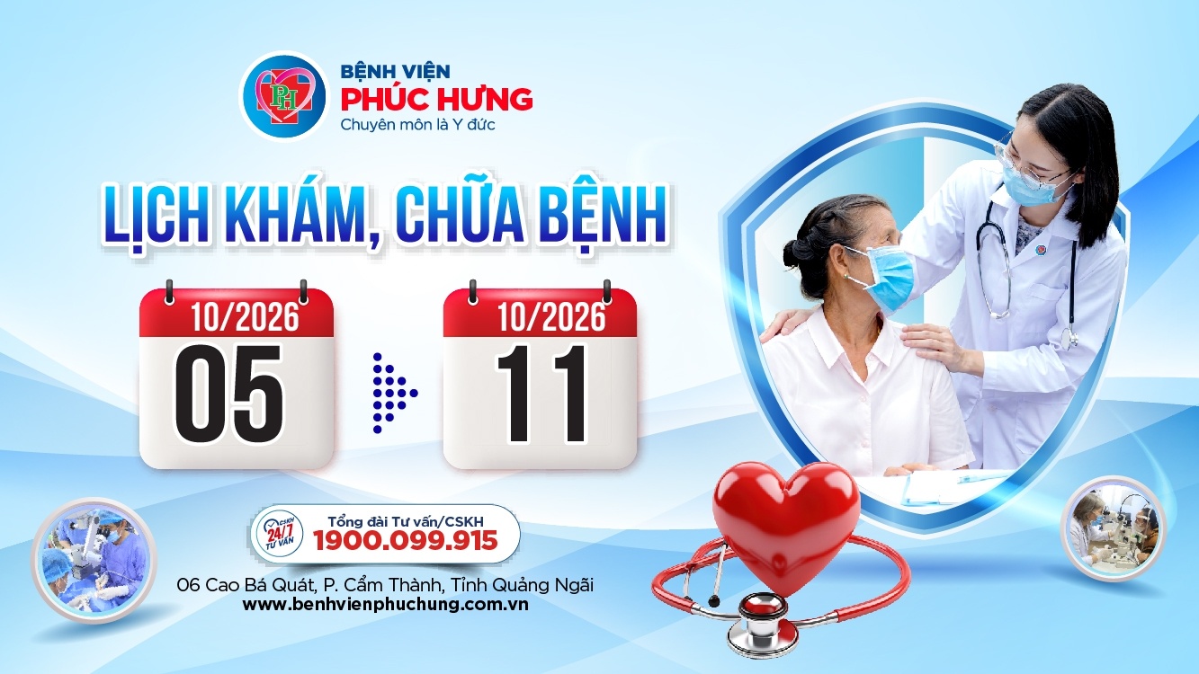 LỊCH PHÒNG KHÁM VÀ CHỮA BỆNH TỪ NGÀY 5/10 - 11/10/2026